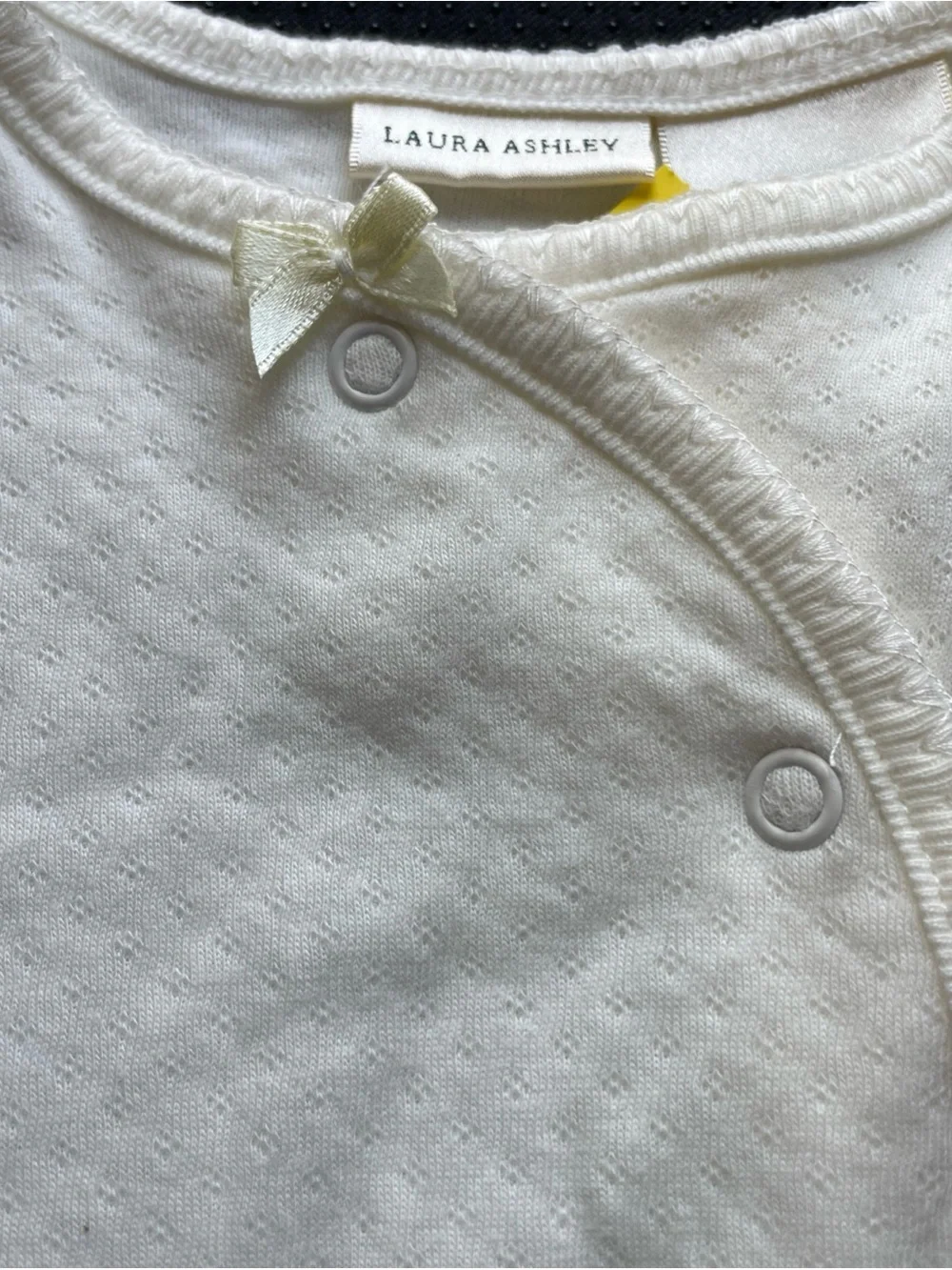 Laura Ashley Yellow and White Heart Appliqué Footie and tutifruiti sweater vtg